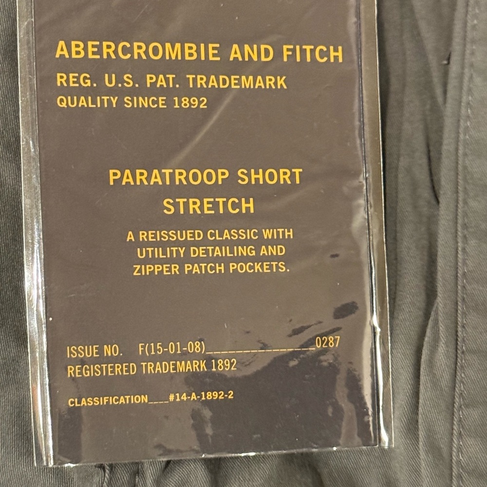 Abercrombie & Fitch Paratroop Stretch Cargo Shorts Gray Mens 34 NWT - Picture 3 of 3